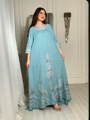 Women's jalabiya with soft embroidery
