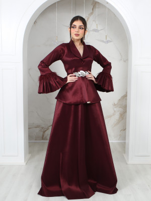 Long taffeta dress with jacket