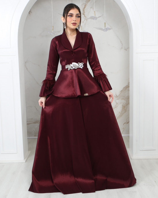 Long taffeta dress with jacket