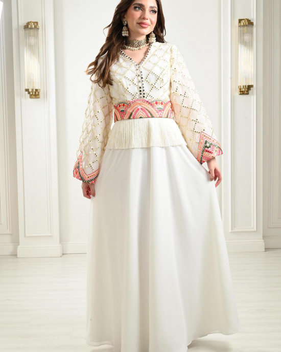 Luxury Moroccan embroidered galabiya