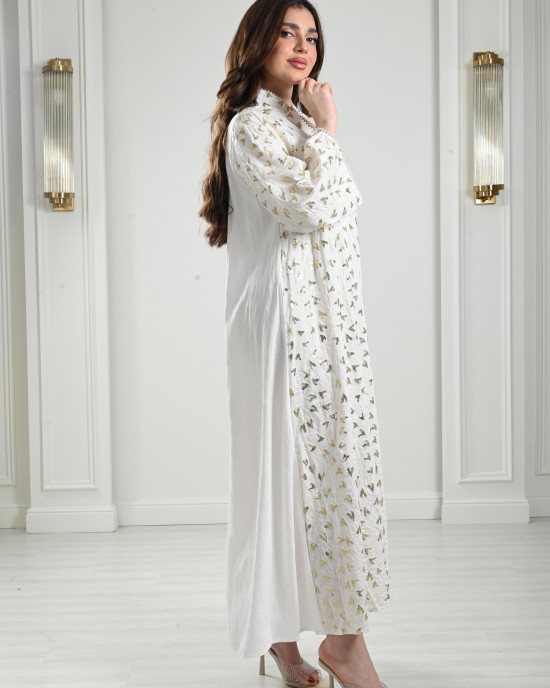 High-neck embroidered jalabiyas