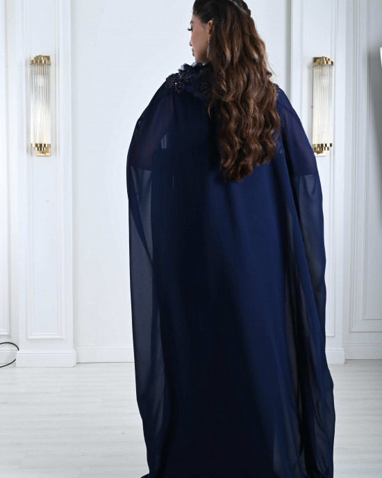 Women's jalabiya decorated with tulle flowers Women's jalabiya decorated with tulle flowers