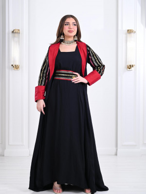 Luxurious embroidered Moroccan galabiya